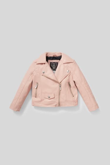 Enfants - Blouson de motard - synthétique - rose