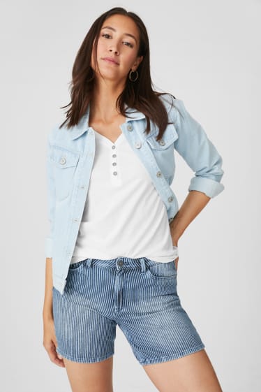 Donna - Shorts di jeans - a righe - jeans blu