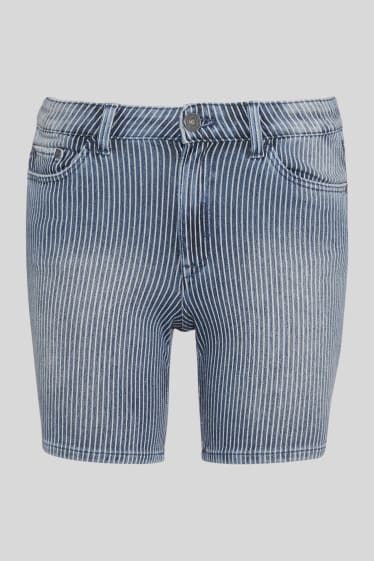 Dámské - Džínové šortky - pruhované - džíny - modré