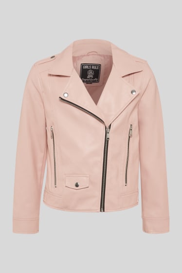 Enfants - Blouson de motard - synthétique - rose