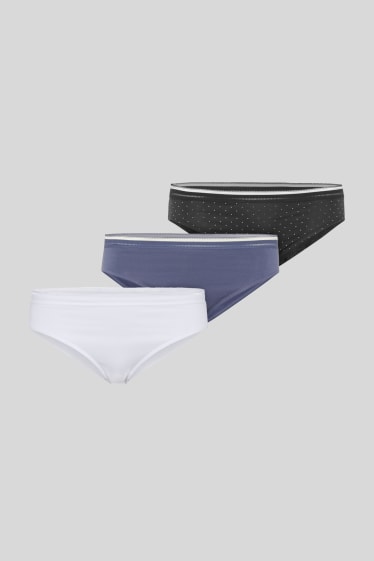 Damen - Multipack 3er - Slip - dunkelblau / weiß