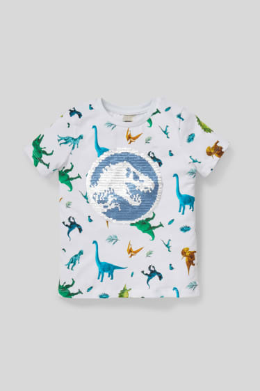 Bambini - Jurassic World - t-shirt - effetto brillante - bianco