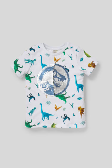 Kinder - Jurassic World - Kurzarmshirt - Glanz-Effekt - weiß