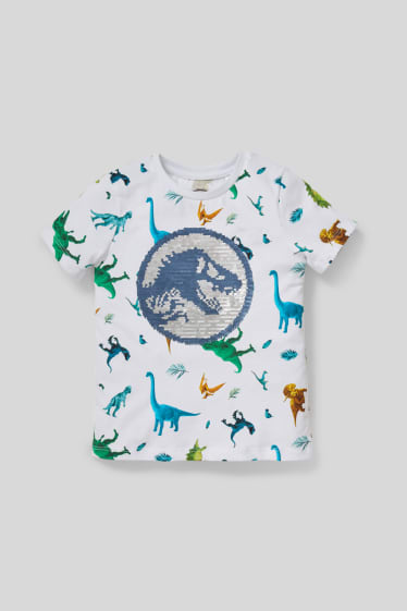 Bambini - Jurassic World - t-shirt - effetto brillante - bianco