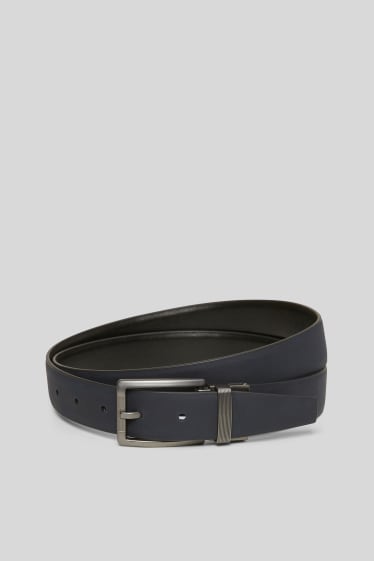 Hommes - Ceinture - similicuir - bleu foncé