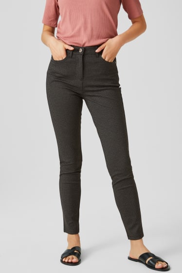 Mujer - Pantalón - skinny fit - de cuadros - negro
