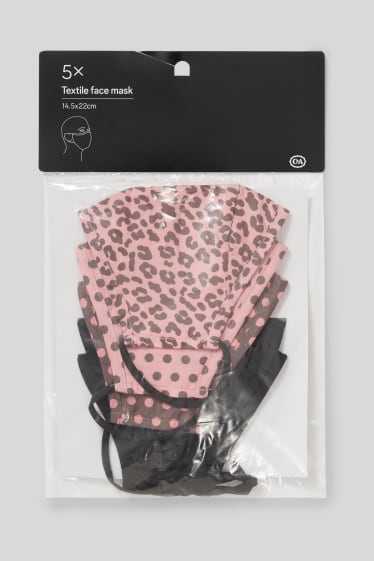 Donna - Confezione da 5 - mascherina lavabile - rosa