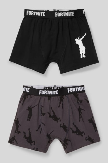 Kinder - Multipack 2er - Fortnite - Boxershorts - schwarz / grau