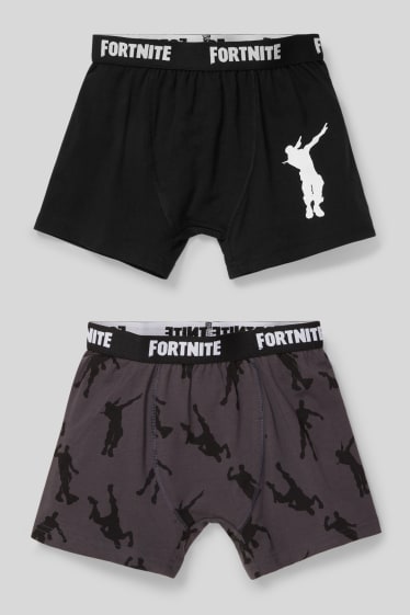 Enfants garçons - Lot de 2 - Fortnite - boxers - noir / gris
