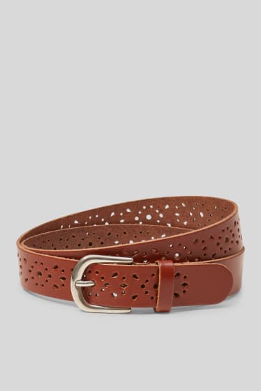 Women - Leather belt - brown