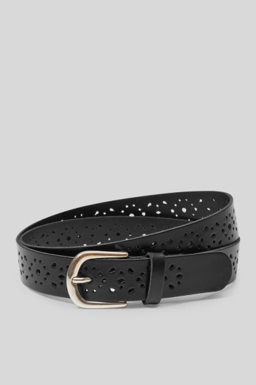 Women - Leather belt - black