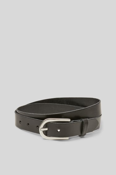 Women - Leather belt - black