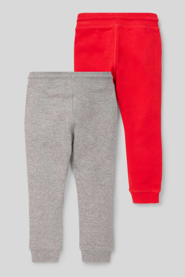 Niños - Pack de 2 - pantalón de deporte - rojo / gris