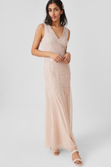 Women - Column dress - shiny - formal - creme