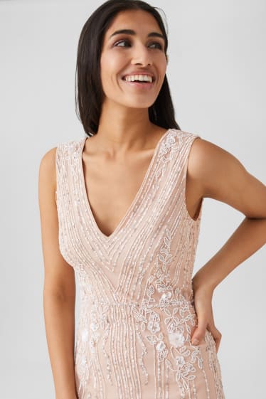 Women - Column dress - shiny - formal - creme