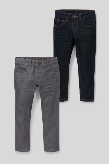 Kinderen - Set van 2 - slim jeans - donkerblauw / grijs