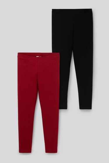 Kinder - Multipack 2er - Leggings - schwarz / rot