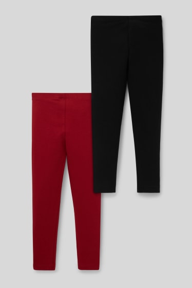 Enfants - Lot de 2 - leggings - noir / rouge