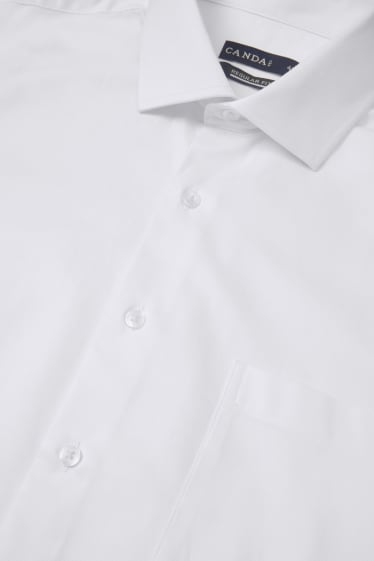 Mężczyźni - Koszula biznesowa - Regular Fit - włoski kołnierzyk - bawełna bio - biały