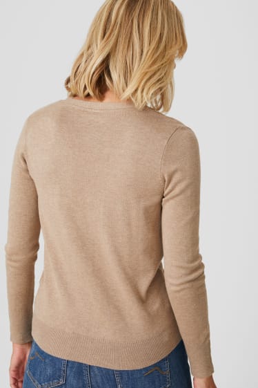 Dames - Gebreid vest - taupe