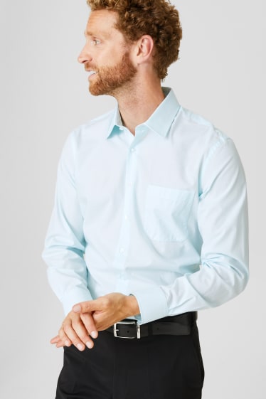 Hommes - Chemise de bureau - regular fit - col kent - bleu clair