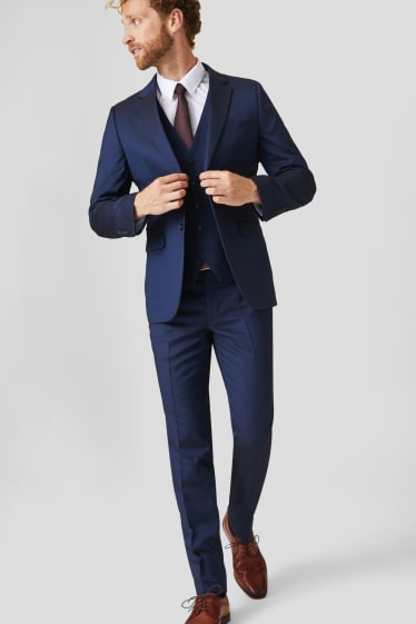 Pánské - Oblek - Tailored Fit - 4dílný - tmavomodrá