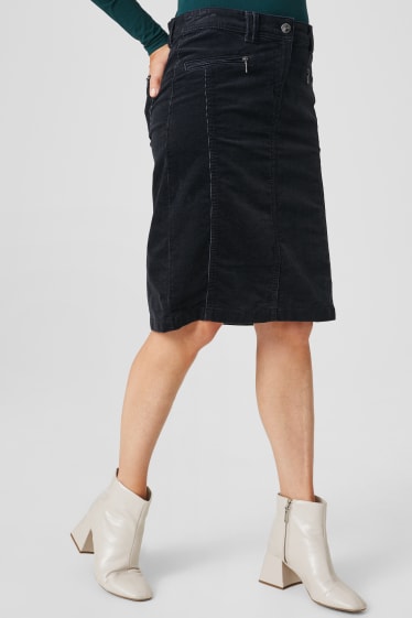 Women - Corduroy skirt - dark blue