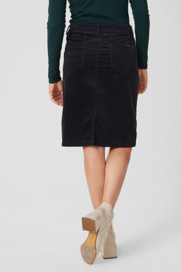 Women - Corduroy skirt - dark blue