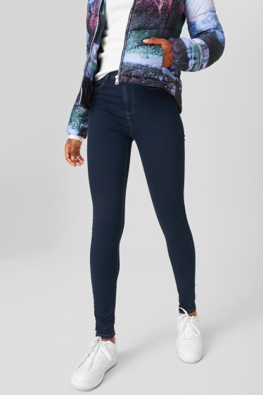 Women - CLOCKHOUSE - super skinny jeans - high waist - denim-dark blue