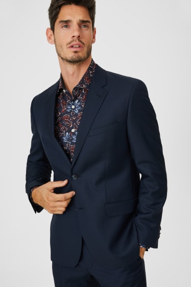 Hommes - Veste en laine - tailored fit - bleu foncé