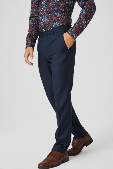 Hommes - Pantalon en laine à coordonner - tailored fit - bleu foncé