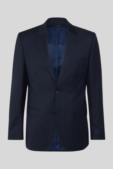 Heren - Wollen colbert - Tailored Fit - donkerblauw