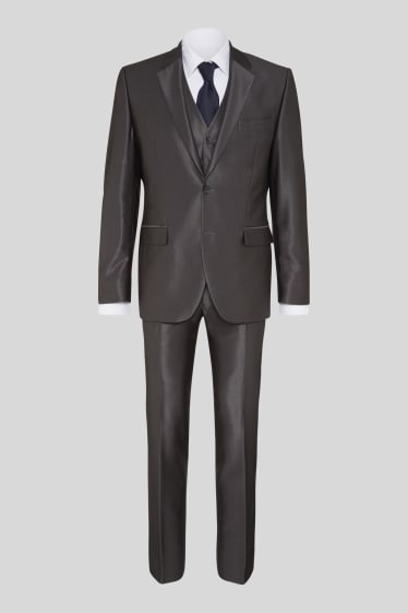 Pánské - Oblek - Tailored Fit - 4dílný - šedá