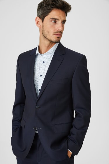 Hommes - Veste à coordonner - regular fit - laine vierge - bleu foncé