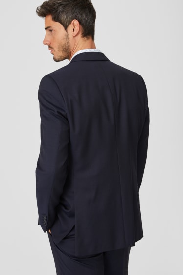 Pánské - Oblekové sako - Regular Fit - střižní vlna - tmavomodrá