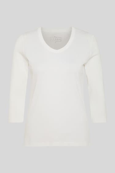 Damen - Langarmshirt - weiss