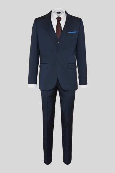 Herren - Anzug mit Krawatte - Tailored Fit - 4 teilig - dunkelblau