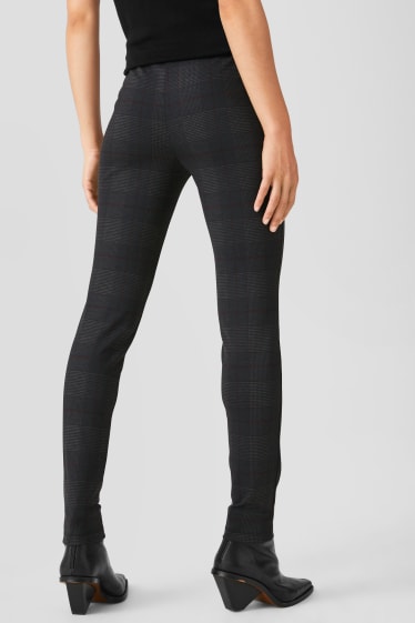 Dames - Broek - skinny fit - geruit - zwart