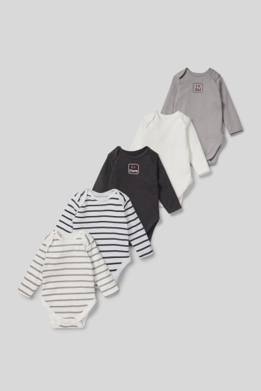 Babies - Multipack of 5 - baby bodysuit - white / gray