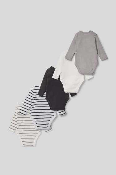 Babies - Multipack of 5 - baby bodysuit - white / gray