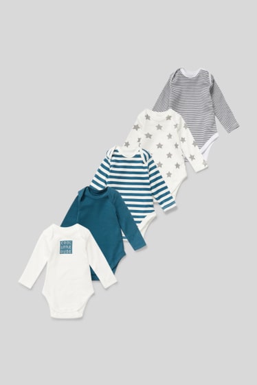 Babys - Multipack 5er - Baby-Body - weiß / türkis