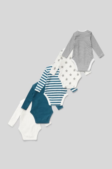 Babys - Multipack 5er - Baby-Body - weiß / türkis