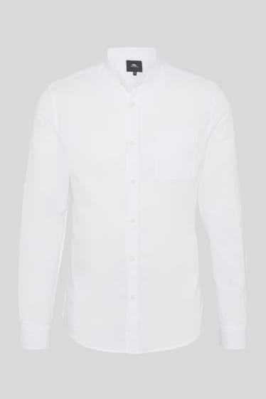 Heren - CLOCKHOUSE - overhemd - regular fit - opstaande kraag - wit