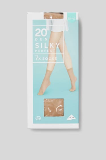 Mujer - Pack de 7 - calcetines de media cortos - 20 DEN - beige claro