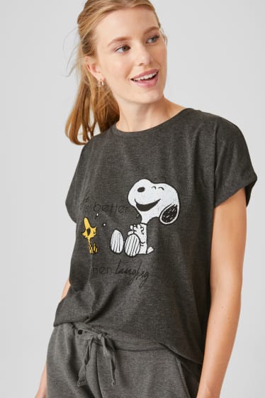 Dames - T-shirt - Snoopy - grijs-mix