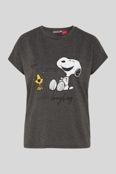 Dames - T-shirt - Snoopy - grijs-mix