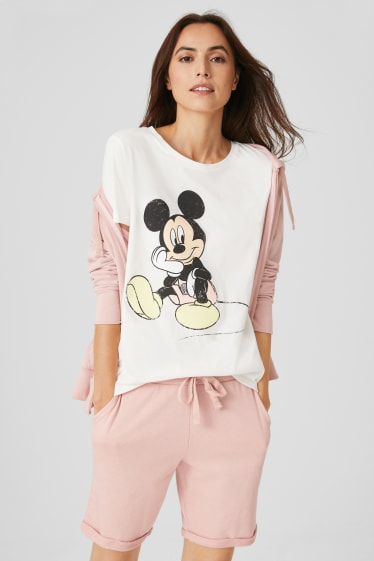 Damen - T-Shirt - Micky Maus - cremeweiß