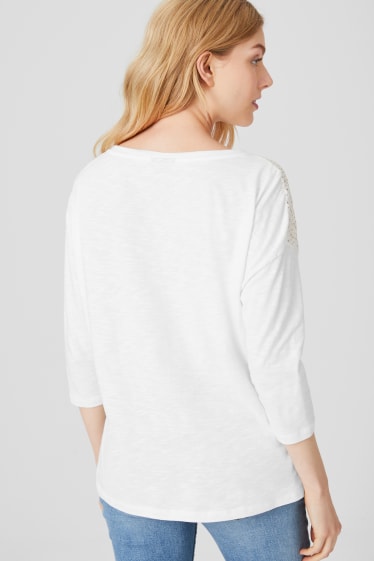 Damen - Langarmshirt - weiß