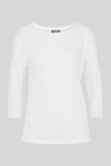 Damen - Langarmshirt - weiß