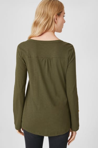 Women - Basic long sleeve T-shirt - dark green